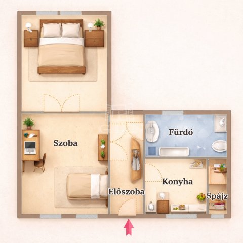 Eladó téglalakás, Baján 37.9 M Ft, 2 szobás