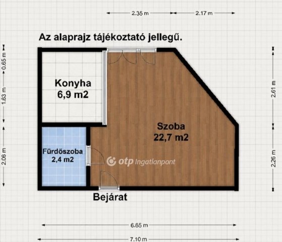 Eladó téglalakás, Győrött 41.9 M Ft, 1 szobás