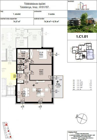 Eladó téglalakás, Tatabányán 76.379 M Ft, 3 szobás