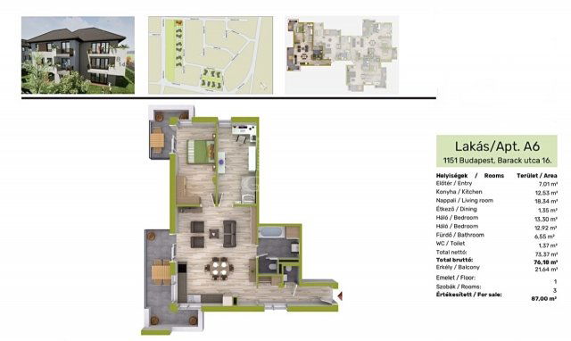 Eladó téglalakás, Budapesten, XV. kerületben 113 M Ft, 3 szobás