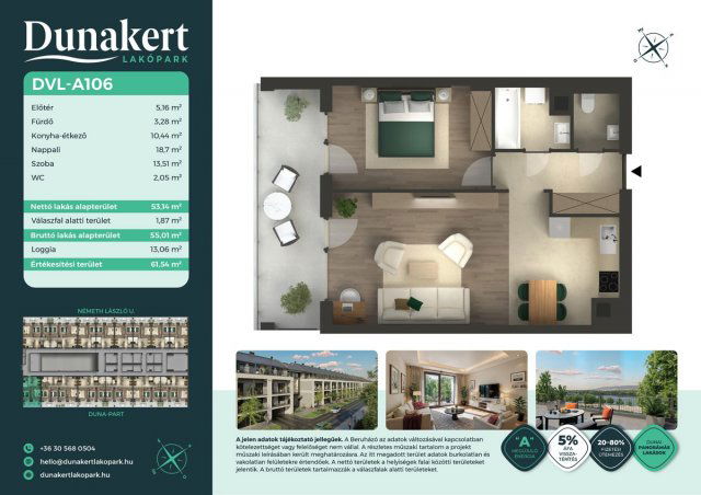 Eladó téglalakás, Vácon, Németh László utcában 75.99 M Ft