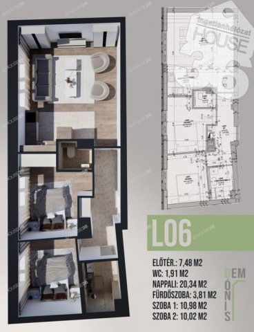 Eladó téglalakás, Kecskeméten 76.6 M Ft, 3 szobás