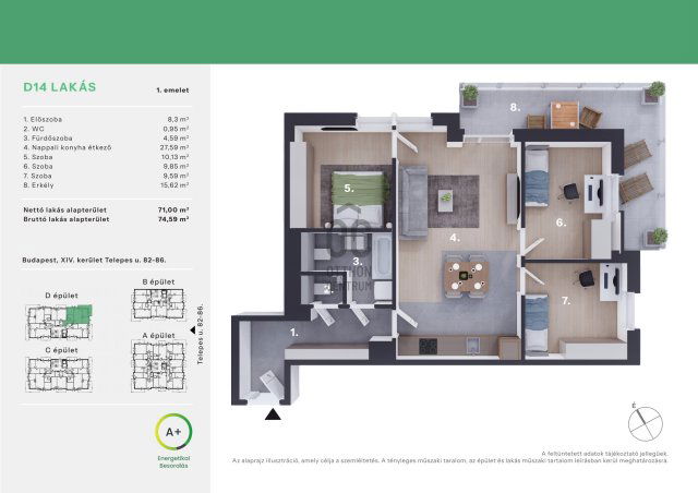 Eladó téglalakás, Budapesten, XIV. kerületben 119 M Ft, 4 szobás
