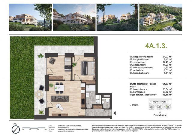 Eladó téglalakás, Budapesten, III. kerületben, Pusztakúti úton