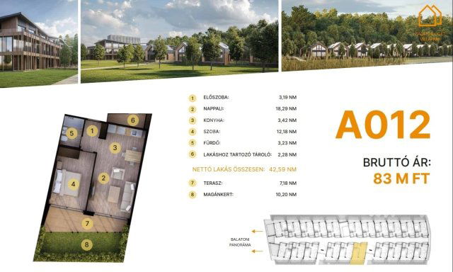 Eladó téglalakás, Balatonföldváron 83 M Ft, 2 szobás