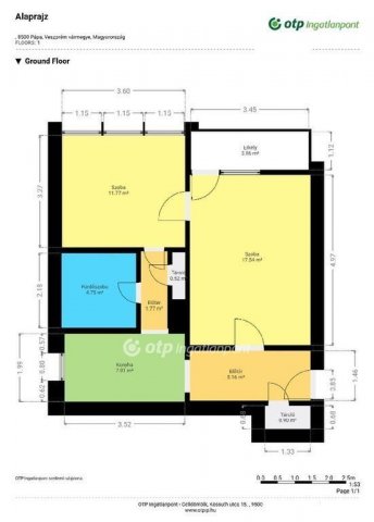 Eladó téglalakás, Pápán 40.5 M Ft, 2 szobás