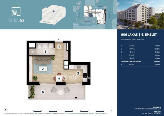 Eladó téglalakás, Budapesten, IX. kerületben 88.9 M Ft, 1 szobás