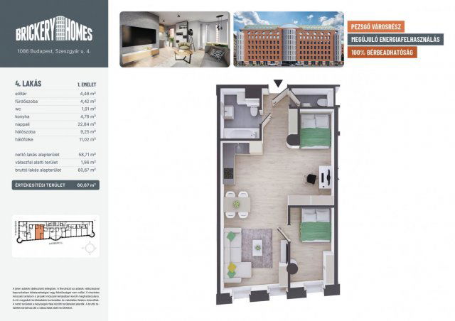 Eladó téglalakás, VIII. kerületben, Szeszgyár utcában