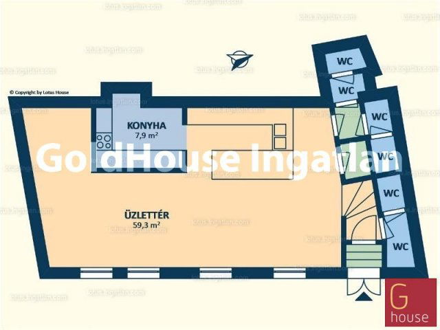 Eladó üzlethelyiség, Budapesten, II. kerületben, Tölgyfa utcában