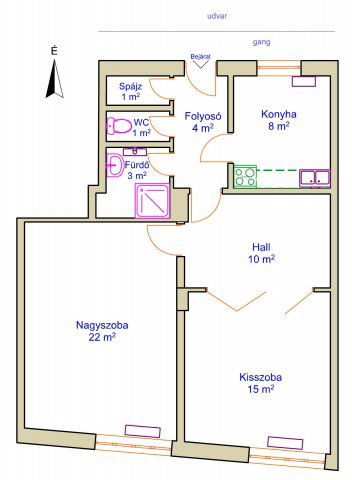 Eladó téglalakás, Pécsett 59.9 M Ft, 2 szobás