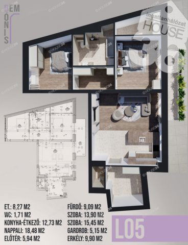 Eladó téglalakás, Kecskeméten 113.9 M Ft, 3 szobás