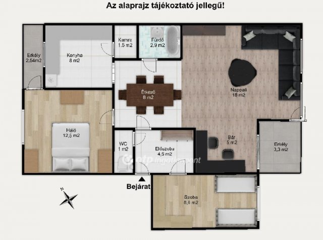 Eladó téglalakás, Győrött 77.5 M Ft, 2+1 szobás