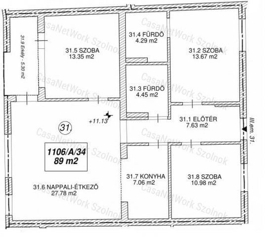 Eladó téglalakás, Szolnokon 102.35 M Ft, 4 szobás