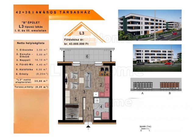 Eladó téglalakás, Győrött 43 M Ft, 1+1 szobás