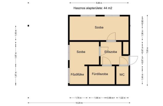 Eladó téglalakás, Komáromban 33.4 M Ft, 1+1 szobás