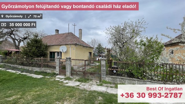 Eladó családi ház, Győrzámolyon 35 M Ft, 2 szobás
