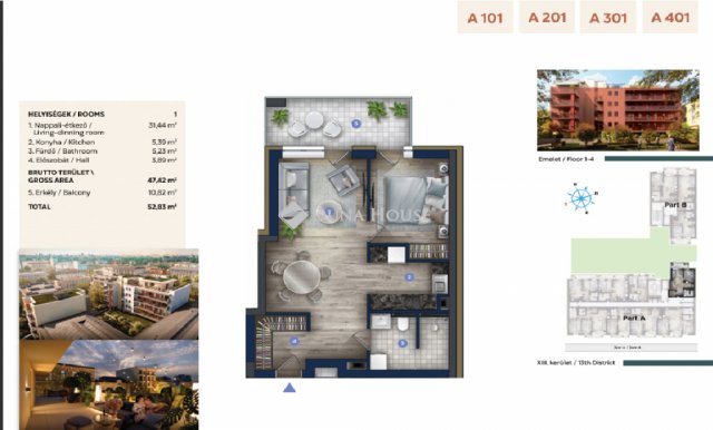 Eladó téglalakás, Budapesten, XIII. kerületben 85.27 M Ft