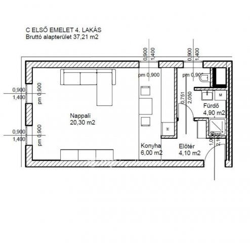 Eladó téglalakás, Bicskén 42 M Ft, 1 szobás