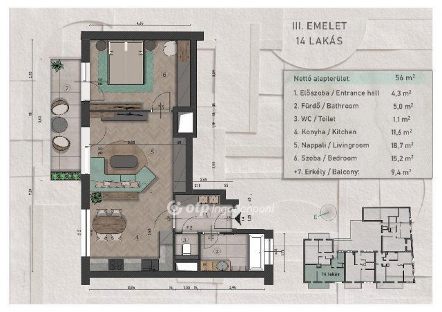 Eladó téglalakás, Budapesten, XIII. kerületben 84.77 M Ft