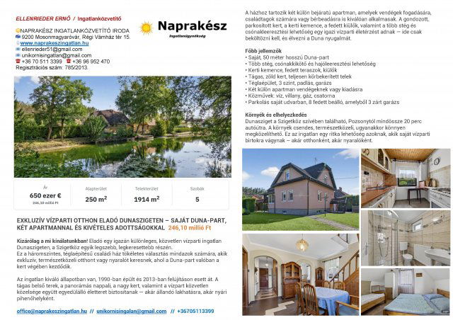 Eladó nyaraló, Dunaszigeten 246.1 M Ft, 5+1 szobás