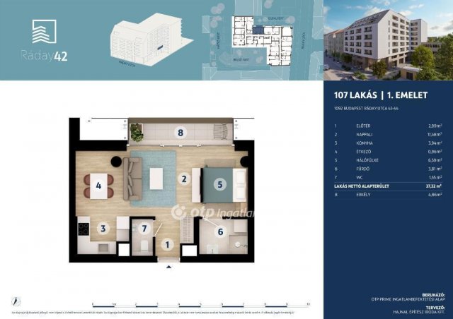 Eladó téglalakás, Budapesten, IX. kerületben 81 M Ft, 1 szobás
