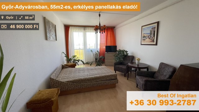 Eladó panellakás, Győrött 46.9 M Ft, 2 szobás