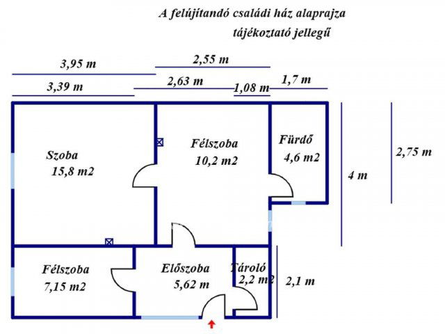 Eladó családi ház, Törtelen 7.5 M Ft, 1+2 szobás