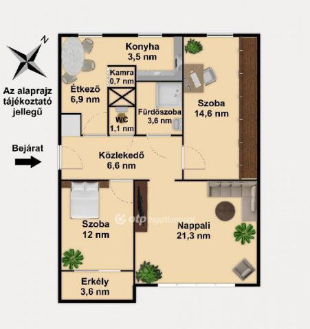 Eladó téglalakás, Budapesten, X. kerületben 69 M Ft, 3 szobás