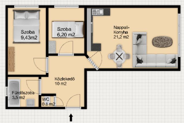 Eladó téglalakás, Nyíregyházán 49.9 M Ft, 2+1 szobás