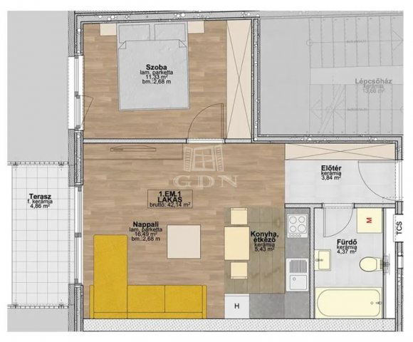 Eladó téglalakás, Budapesten, XIII. kerületben 75.5 M Ft