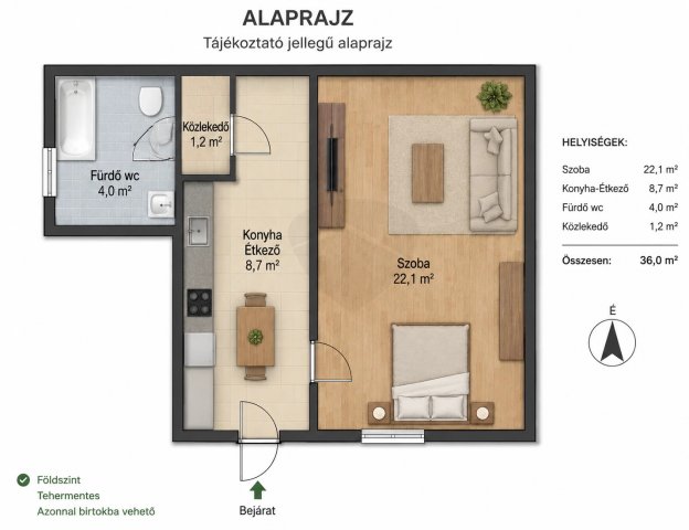 Eladó téglalakás, Budapesten, XX. kerületben 33.9 M Ft, 1 szobás