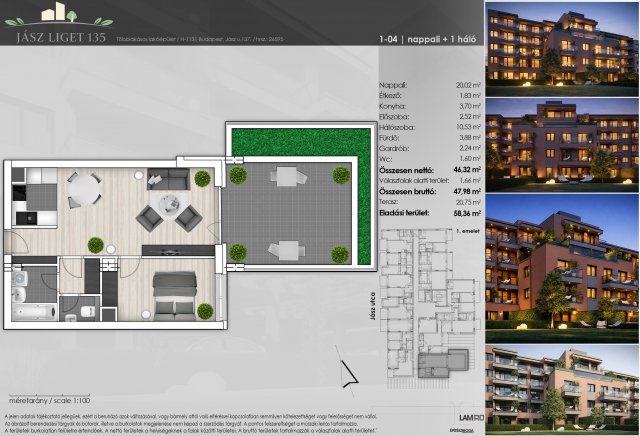 Eladó téglalakás, Budapesten, XIII. kerületben, Jász utcában