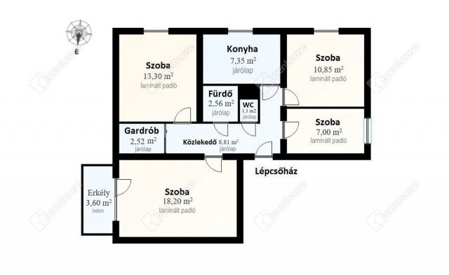 Eladó panellakás, Miskolcon 44.9 M Ft, 4 szobás