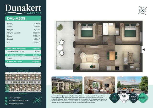 Eladó téglalakás, Vácon, Németh László utcában 91.49 M Ft