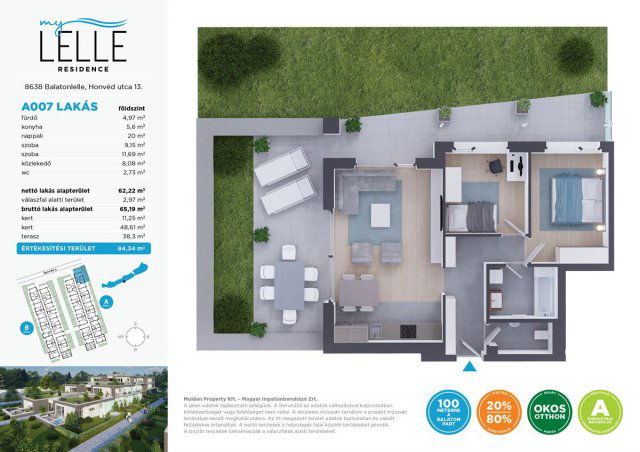 Eladó téglalakás, Balatonlelleén 95.99 M Ft, 3 szobás