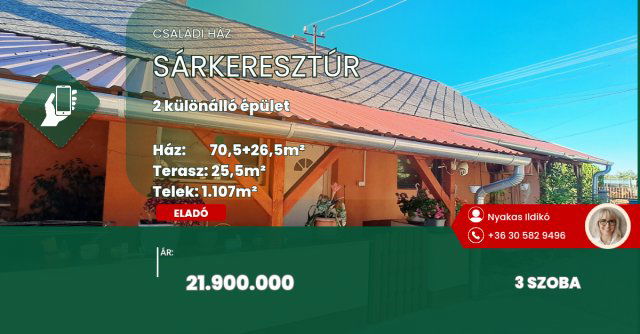 Eladó családi ház, Abában 21.9 M Ft, 3 szobás
