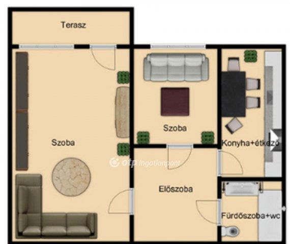 Eladó panellakás, Hajdúszoboszlón 46.5 M Ft, 1+1 szobás