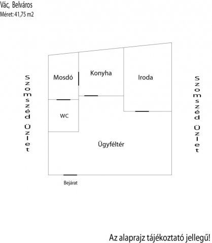 Kiadó üzlethelyiség, Vácon 200 E Ft / hó / költözzbe.hu