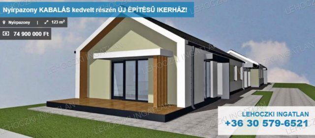 Eladó ikerház, Nyírpazonyon 74.9 M Ft, 4 szobás