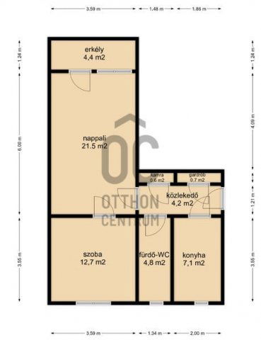 Eladó téglalakás, Zalaegerszegen 36.9 M Ft, 2 szobás