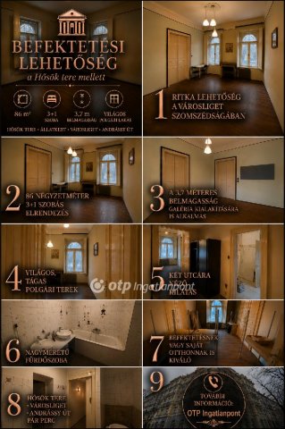 Eladó téglalakás, Budapesten, VI. kerületben 89.9 M Ft, 3 szobás