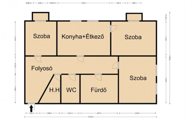 Eladó téglalakás, Pécsett 45.5 M Ft, 2+1 szobás