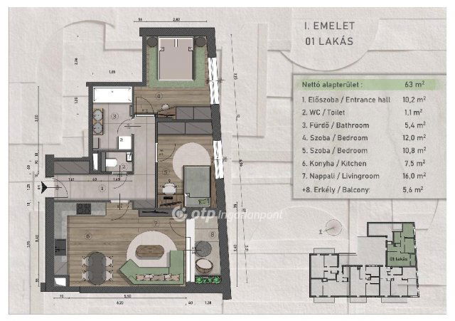 Eladó téglalakás, Budapesten, XIII. kerületben 92.09 M Ft