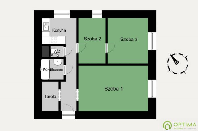 Eladó téglalakás, Budapesten, XV. kerületben 59.9 M Ft, 3 szobás