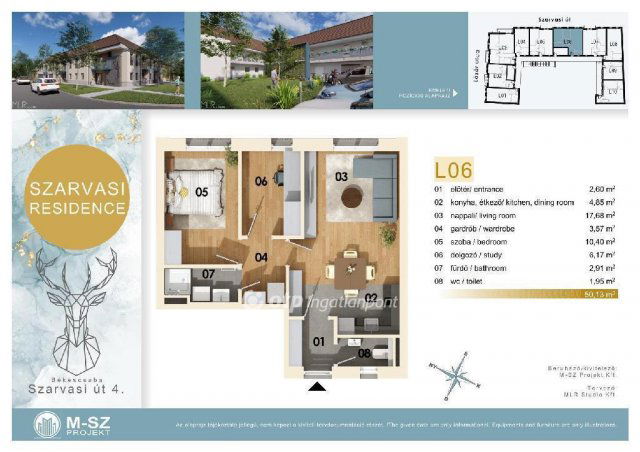 Eladó téglalakás, Békéscsabán 50.13 M Ft, 2+1 szobás