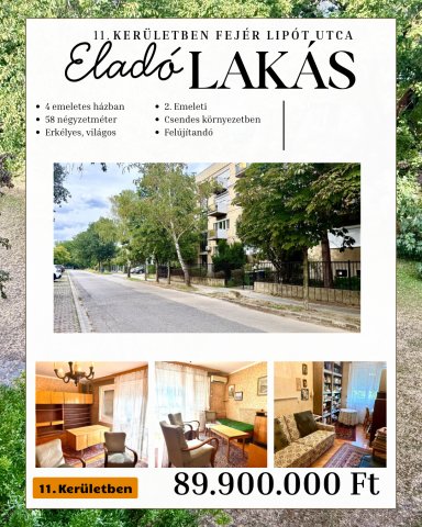 Eladó téglalakás, XI. kerületben, Fejér Lipót utcában