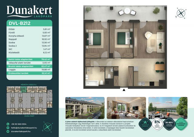 Eladó téglalakás, Vácon, Németh László utcában 87.99 M Ft