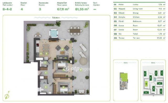 Eladó téglalakás, Balatonszemesen 244.604 M Ft, 3 szobás