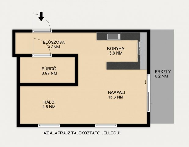 Eladó téglalakás, Tatabányán 44.5 M Ft, 1 szobás
