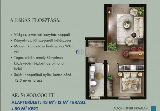 Eladó téglalakás, Kőszegen 54.9 M Ft, 2 szobás